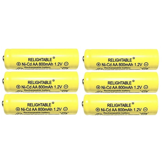 6-PCS 800mAh Rechargeable NiCd AA Ni-Cad Batteries RELIGHTABLE for Solar Lights P6
