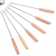 thumbnail image 1 of 6 PCS 9.5'' Stainless Fondue Forks With Wooden Handle Color Coding Heat Fondue Sticks Cheese Forks For Roast Grill Meat, 1 of 9