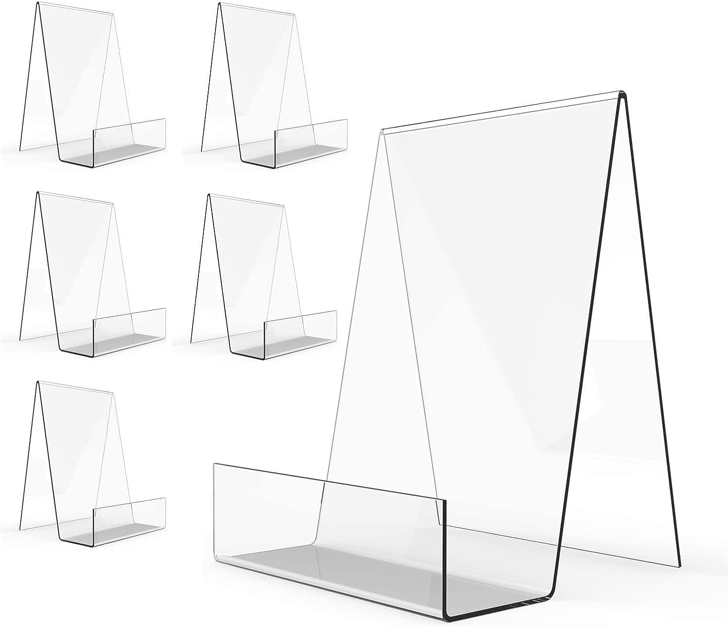 6 PCS Acrylic Book Stand Set, Transparent Acrylic Display Easel Stands