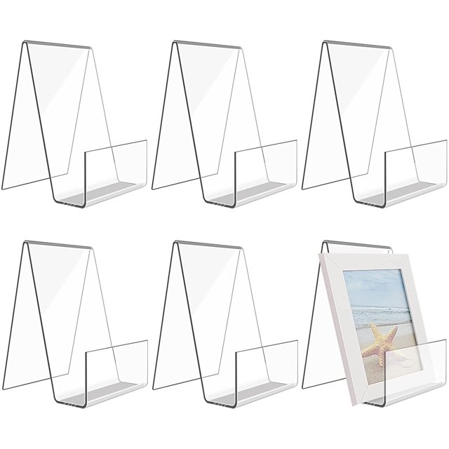6 PCS Acrylic Easel Stands, Clear Acrylic Book Holder Stand, Small