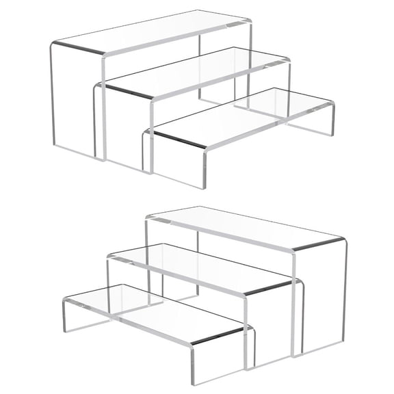 6 PCS Acrylic Risers Display Stands, 3 Sizes Acrylic Display Holders, Acrylic Shelves U-Shaped Display Stands for Table Collections, Transparent Pastry Stands for Festival Party Wedding