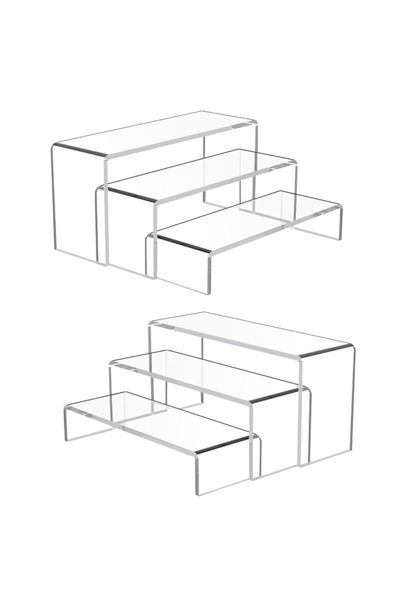 6 PCS Acrylic Risers Display Stands, 3 Sizes Acrylic Display Holders, Acrylic Shelves U-Shaped Display Stands for Table Collections, Transparent Pastry Stands for Festival Party Wedding