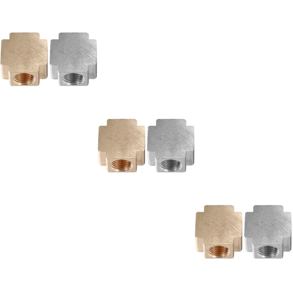 6 PCS Aluminum Brass Fitting for Water Fuel Air Gas 4-way Cross Fit Fitting