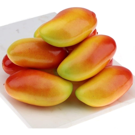 6 PCS Artificial Mango Fake Lifelike Simulation Fruits Photo Props Decorative Faux Fruit for Home Kitchen Party Table Cabinet Restaurant Display