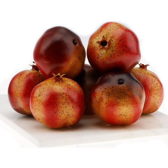 6 PCS Artificial Pomegranates Fake Realistic Simulation Fruits Vivid Pomegranates for Home Ornament Fruit Desk Office Restaurant Decorations & Props