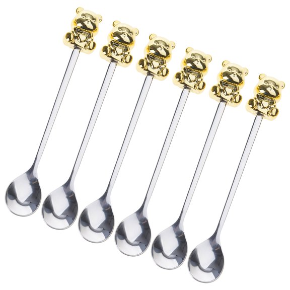 6 PCS Bear Shape Appetizers Cake Spoons/Fruit Forks Stainless Steel Coffee Spoons/Dessert Forks Party Supplies