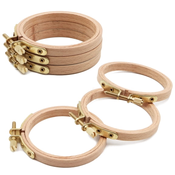 6 PCS Beech Wood Embroidery Hoops, Wood Circle Hoop Ring Cross Stitch Hoop for Embroidery, Cross Stitch, Needlework, Art Craft Handy Sewing and Christmas Decoration (Size-6")