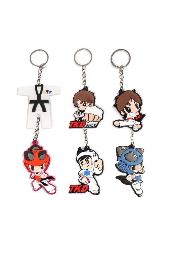 6 PCS Birthday Gifts Taekwondo Keychains Martial Arts Keychains Taekwondo Key Rings Taekwondo Party Flavors Keychain