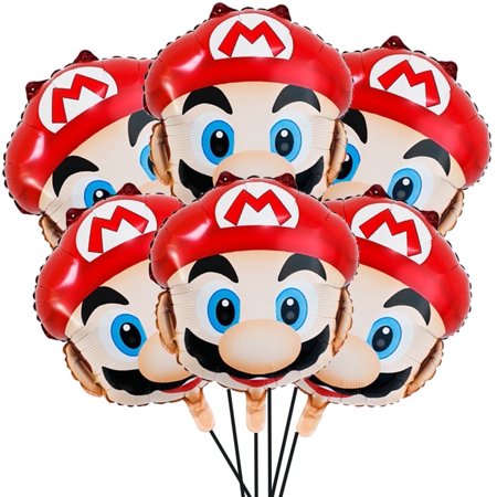 6 PCS Birthday Party Balloon Large Super Mari Balloon 34 Inch