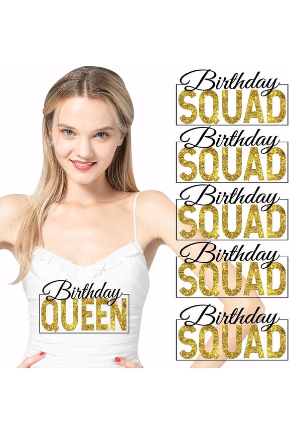 6 PCS Birthday Squad Iron on Transfer Paper Birthday Queen DIY Heat Transfer Sticker Washable Iron-on Decals for T Shirts DTF Transfers Ready to Press for Girl's Clothing Bag Jackets