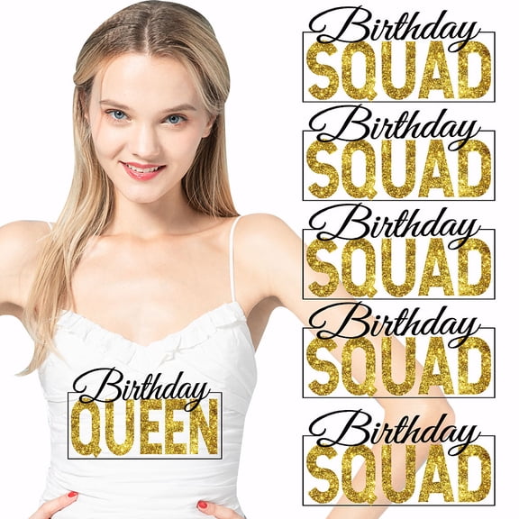 6 PCS Birthday Squad Iron on Transfer Paper Birthday Queen DIY Heat Transfer Sticker Washable Iron-on Decals for T Shirts DTF Transfers Ready