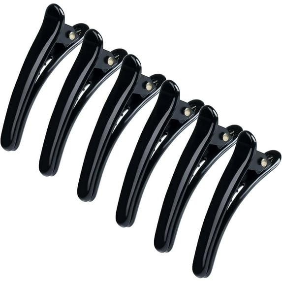 6 PCS Black Sectioning Hair Clips for Styling, Plastic Hairdresser Clips for Hair, Non-Slip & No Trace Duckbill Hair Clips of All Hair Types, Professional Hair Clips for Women Girls Salon(4.9 CM)