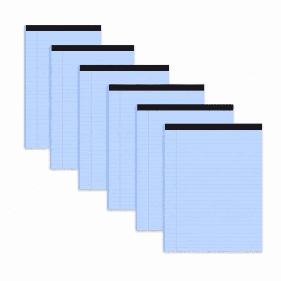 6 PCS Blue Legal Pads 5x8, Narrow Ruled Note Pads with Double Red Margin Lines, Micro Perforated Small Writing Pads, Thick Backing Legal Notepads for Office, Study, To-Do Lists, 30 Sheets Each