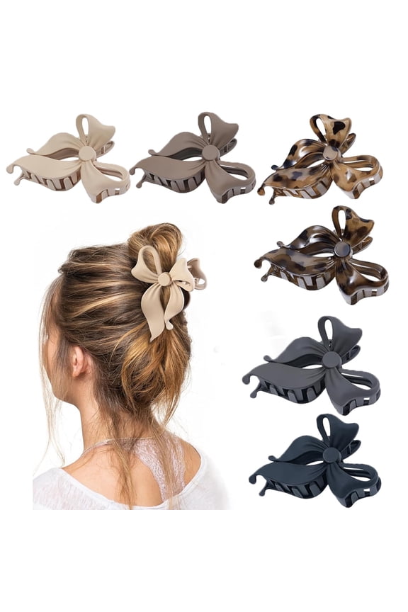 6 PCS Bow Hair Clips Bow Claw Clip for Women, Large Hair Claw Clips for Thin Thick Long Hair Cute Nonslip Bows