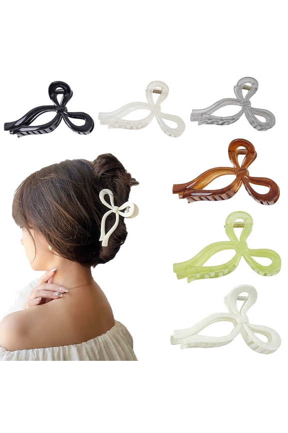 6 PCS Bow Hair Clips Butterfly Claw Clip for Women Nonslip Large Hair Claw Clips for Thin and Thick Hair Strong Hold Hair Bows