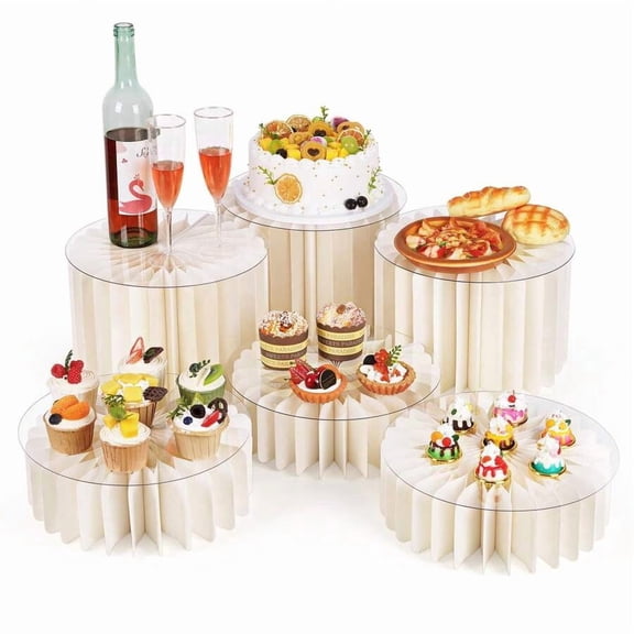 6 PCS Buffet Risers, Food Risers for Buffet Table, White Food Display Risers for Party, Buffet Risers and Stands for Show Catering Desserts, Food, Jewelry