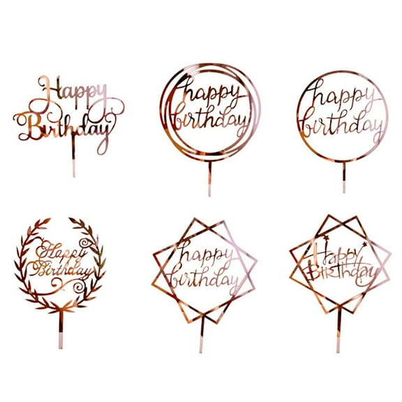 6 PCS Cake Insert Paper Cups Birthday Decoration Toppers for Cakes Decorative Pick Happy Cupcake Delicate Card Acrylic