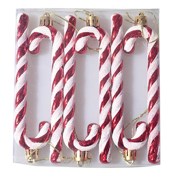 6 PCS Candy Cane Christmas Decoration, Candy Cane Ornaments Plastic Candy Cane Fake Candy Canes for Christmas Tree Wreath DIY Gift Tags