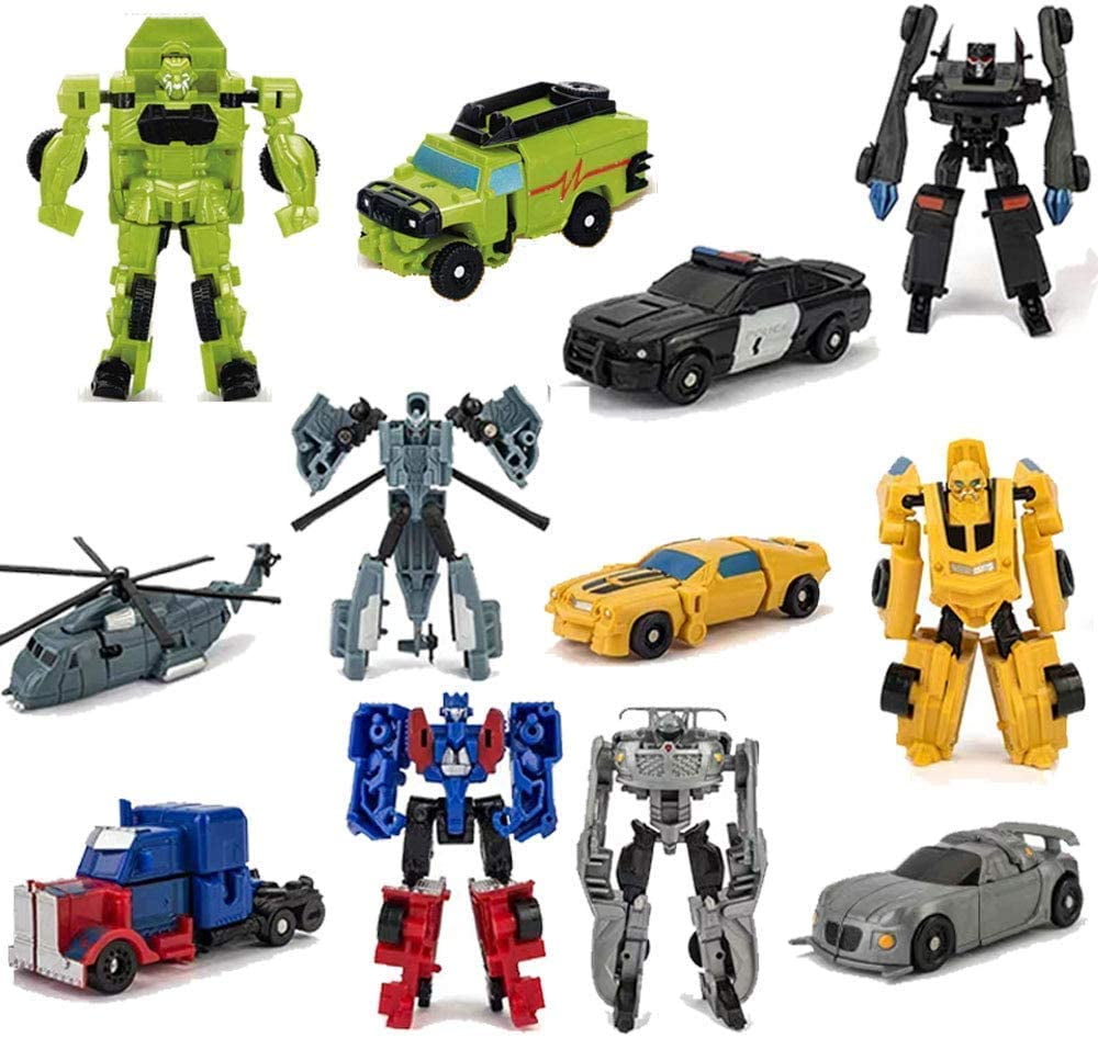  QCKJ Car Deformation Robots Toys,Alloy Action Figures for Boy  5-12,Transformed into Toy Cars : Toys & Games