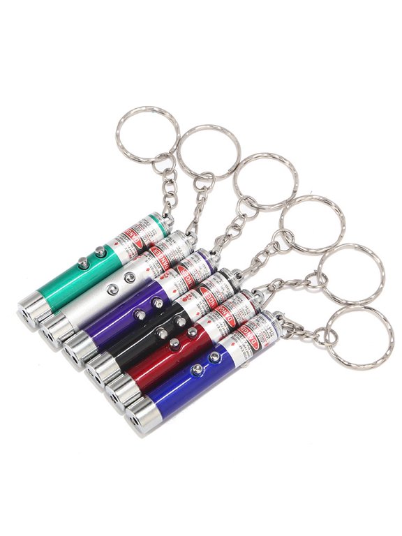 6 PCS Cat Toys Laser Pointer Mini Keychain Laser Pointer LED Flashlight Dog Laser Toy Pet Remote Control Laser