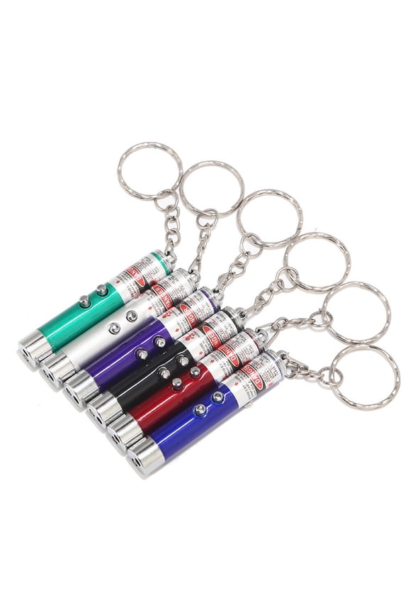 6 PCS Cat Toys Laser Pointer Mini Keychain Laser Pointer LED Flashlight Dog Laser Toy Pet Remote Control Laser