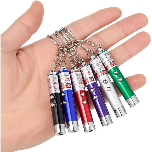 6 PCS Cat Toys Laser Pointer Mini Keychain Laser Pointer LED Flashlight Dog Laser Toy Pet Remote Control Laser