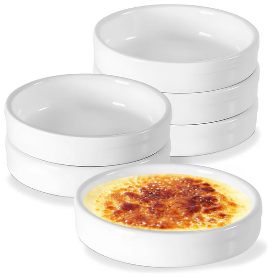 6 PCS Ceramic Ramekin Baking Pans, 4.5 x 1.4 in Shallow Round Ramekin Dish, Individual Pie Dish, Mini Pie Plate for Kitchen Restaurant