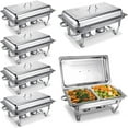 thumbnail image 1 of 6 PCS Chafing Dishes Buffet Set, Lid 6/8 QT Stainless Steel Foldable Chafers，Buffet Warmers Sets-Silver，1/2 Size Pan Chafer for Wedding, Parties, Banquet, Catering Event, 1 of 10