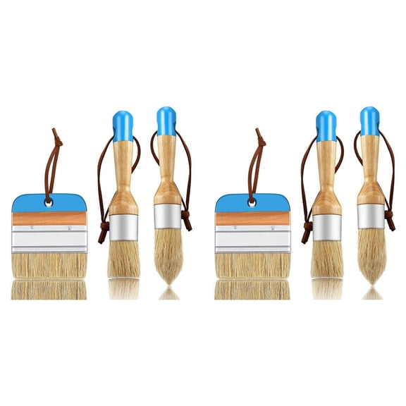 6 PCS Chalk and Wax Paint Brushes Oval Brush for Acrylic Painting Bristle Stencil Wood Furniture Home Decor