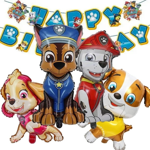 6 PCS Chase Dog Balloons Puppy Balloons Paw Balloons Birthday Party Balloons Marshall