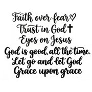 6 PCS Christian Faith Quotes Rearview Mirror Decal, Inspirational Script Vinyl Stickers for Car Interior English Version