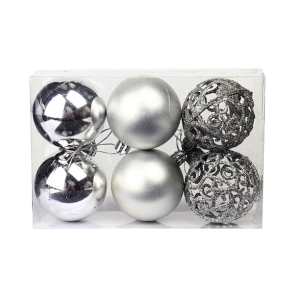 6 PCS Christmas Ball Ornaments Set 2.36in Shatterproof Plastic Xmas Baubles Shiny Hollow Cutout Hanging Pendants for Christmas Tree Mantel Party Decor Holiday Home Gift