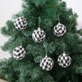 thumbnail image 1 of 6 PCS Christmas Buffalo Plaid Decoration Xmas Check Fabric Ball Ornament 2.7 Inch Hanging Ornament Black Red Plaid for Christmas Tree Party Decor （Black）, 1 of 6