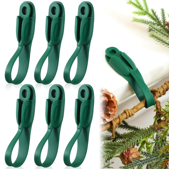 6 PCS Christmas Garland Hangers for Mantle, Fireplace Stocking and Garland Hanger, Stretchable and Reusable Silicone Adhesive Tape, Suitable for Christmas Door Frame, Staircase Decoration