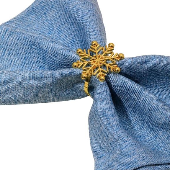 6 PCS Christmas Napkin Rings Snowflake Napkin Rings Aluminum Napkin Buckle Table Decorations for Holiday Party