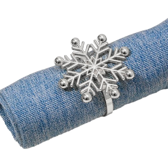 6 PCS Christmas Napkin Rings Snowflake Napkin Rings Aluminum Napkin Buckle Table Decorations for Holiday Party