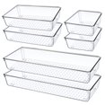 thumbnail image 1 of 6 PCS Clear Plastic Drawer Organizer Set, 3 Sizes Desk Drawer Divider Organizers and Storage Bins for Makeup, Jewelry, Gadgets for Kitchen, Bedroom, Bathroom, Office, 1 of 7
