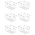 6 PCS Clear Plastic Storage Bins with Handles, Pantry Organizer ...