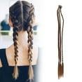 thumbnail image 1 of 6 PCS Clip in Braid Hair Extensions for Women, 3 Braids Per Clip Natural Soft Synthetic Baby Braid Hairpieces(Coffee,55cm), 1 of 3