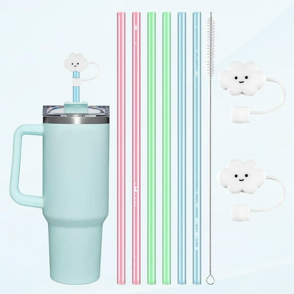 6 PCS Colorful Silicone Replacement Straws for Stanley Cup 40oz 30oz