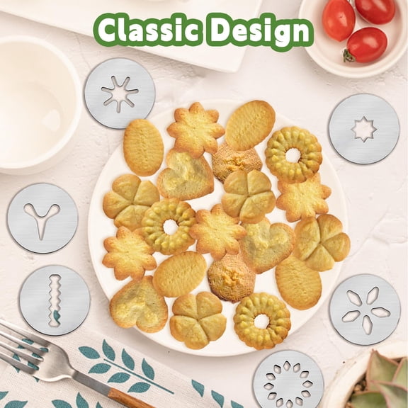 6 PCS Cookie Press Disc Set for Baking Accessories Stainless Steel Mold Stencils 5.05cm Diameter