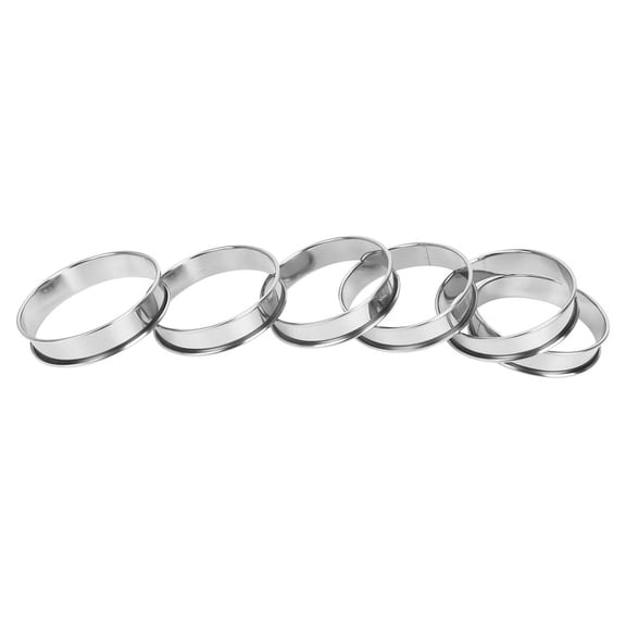 6 PCS Cooking Round Cake Ring Mold, Stainless Steel Muffin Tart Rings, Metal Molds Double Rolled Crumpet Circular Pastry