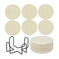 thumbnail image 1 of 6 PCS Cotton Woven Coasters for Drinks, Absorbent Coasters Set with Holder, 210°F Heat Resistant, Cup Coasters for Tabletops, Coffee Tables, Desks, Soft & Protective,4.61 Inches, 1 of 7