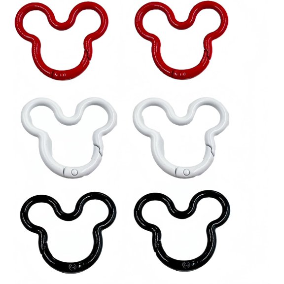 6 PCS Creative Carabiner Ear Mouse Ring Mouse Shape Metal Keychains Rings,Colorful Spring Snap Hook Keychain Clip for DIY Sewing Jewelry Crafts and Fish Extender Cruise Gift