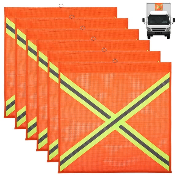 6 PCS Cross-Reflective Safety Flags, 18 in Truck Signal Flag, Weatherproof PVC Mesh Warn Flags for Kayak Trailer, Orange