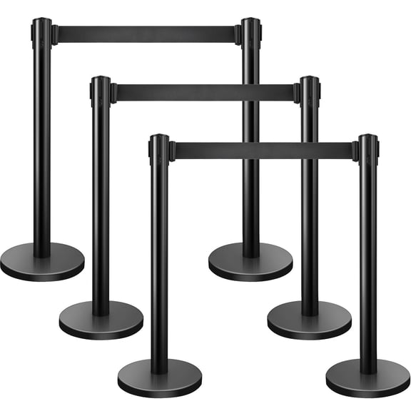 6 PCS Crowd Control Barrier Stanchion Posts Queue Pole with Retractable Belt