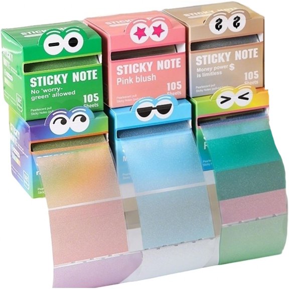 6 PCS Cute Fruit Monster Pop-Up Sticky Notes, Transparent Sticky Notes Reusable Pull-Out 108 Sheets Per Box for Office & Study