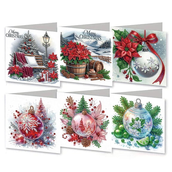 Diamond Art Painting Greeting Cards Kit, DIY Holiday Craft for All Ages, Illustrated Tutorial, Paper