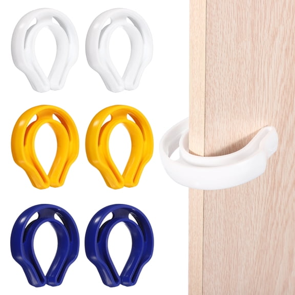 6 PCS Door Pinch Guard, Door Slam Stopper Finger Pinch Guard Slam Preventer Durable First Responder Wedge C Shaped Plastic for Slamming Doors Pets Locked in Rooms,Yellow White Blue