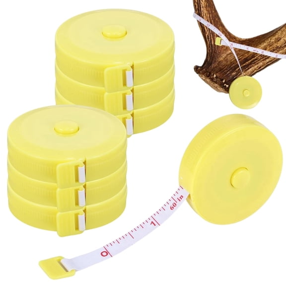 6-Pack Yellow Dual-Scale Tape Measures Compact and Portable Hunting Gear, Ideal for Marking Game, Measuring Fish, Trophies, and Various Dimensions.